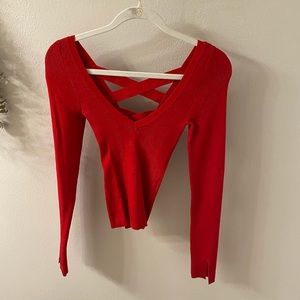 Red Long Sleeve Sweater Shirt